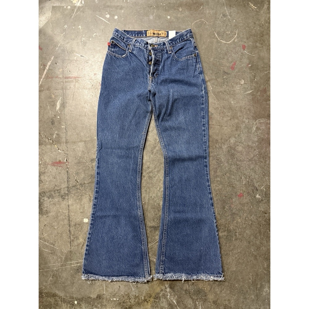 Y2K Vintage Mudd Cargo Low Rise Flare Jeans Pants Denim Size 5 Wide Leg